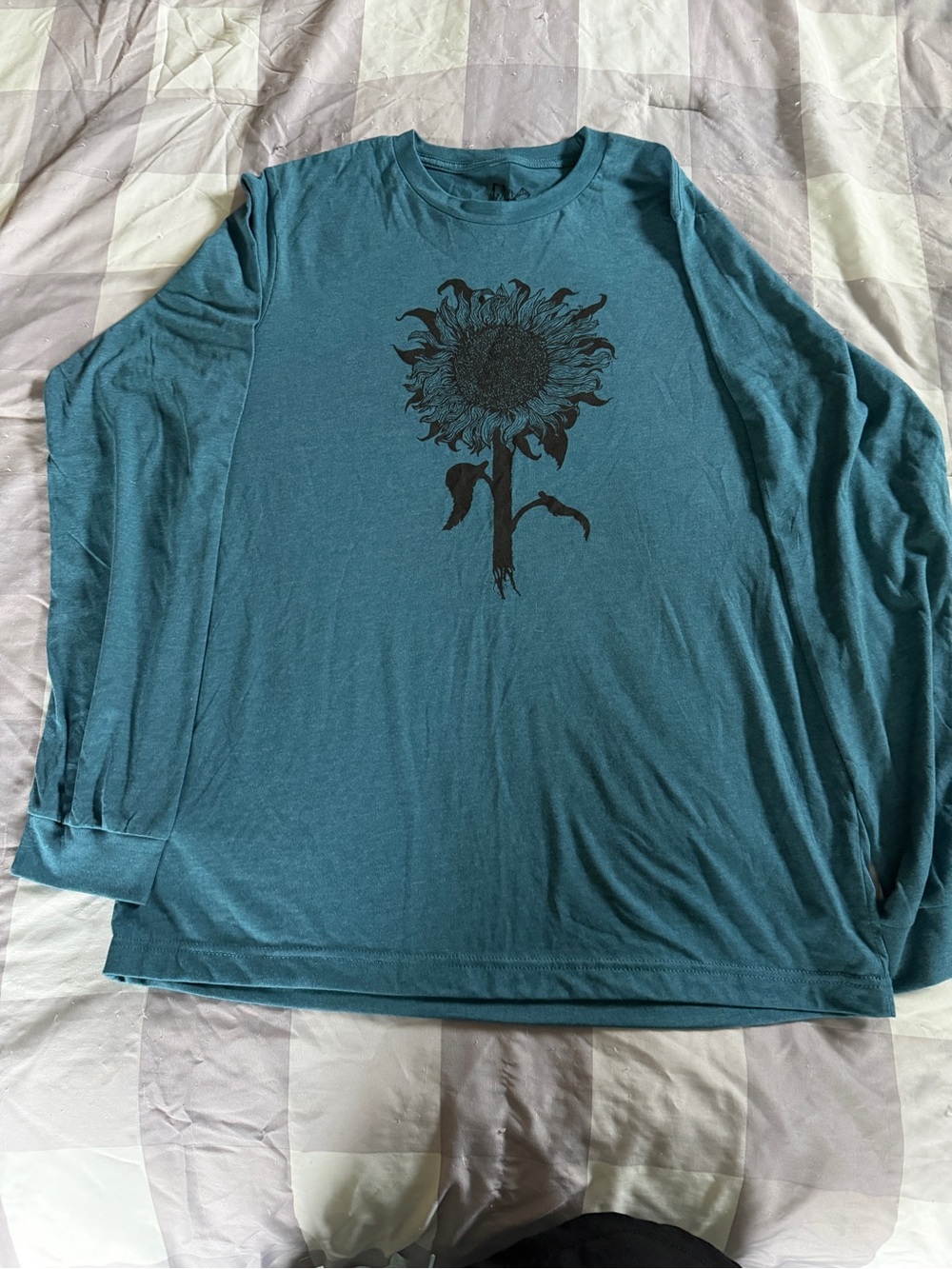 Slowloris.com - Large Long Sleeve Sunflower Graphic Tee - Teal